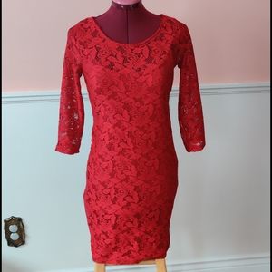 Red lace dress